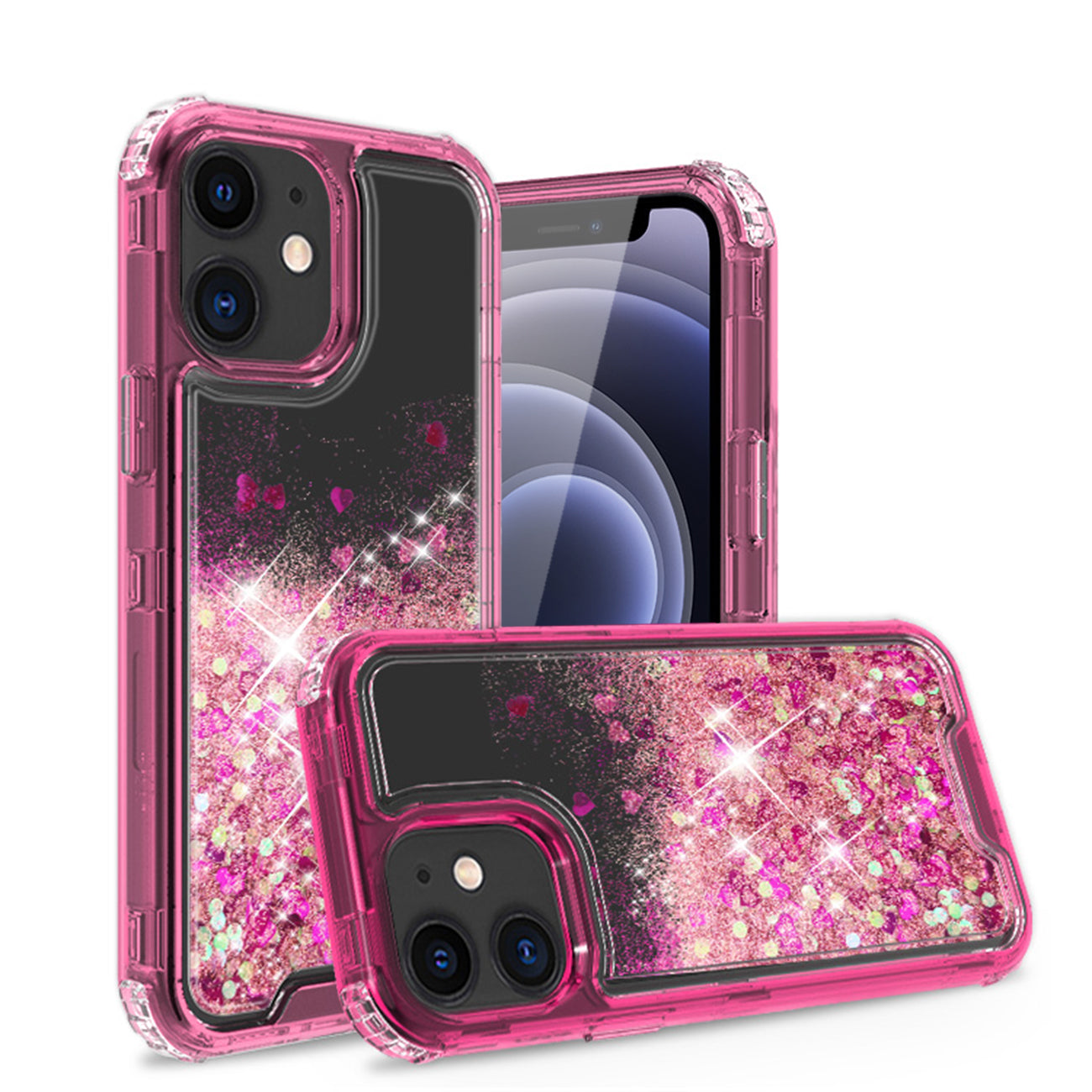 Kickstand Ring Holder TPU Shockproof Case With Magnetic Car MountAPPLE IPHONE 12 MINI In Hot Pink